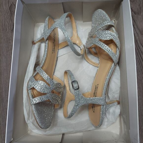 American Glamour Badgley Mischka XABRINA Sparkle Heel Sandals - Picture 8 of 9